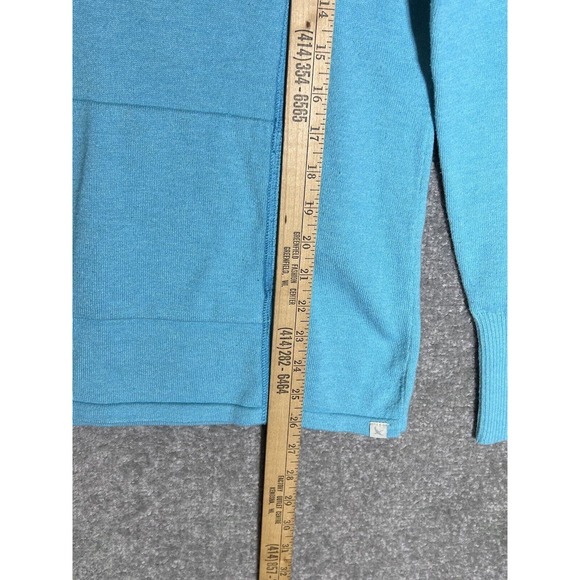 Eddie Bauer Mock Neck 1/4 Zip‎ Sweater Womens Size Medium Blue Kangaroo Pocket - Picture 7 of 7